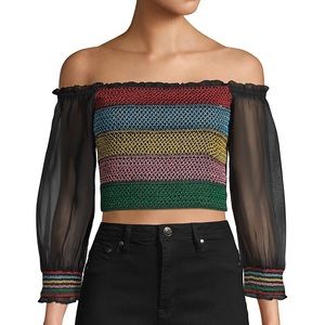 alice and olivia off the shoulder top